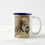 Enfermera con el golden retriever 1917 tazas de café