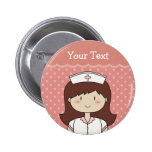 Enfermera linda del dibujo animado (brunette) pin