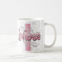 Enfermera rosada de la cruz/del remolino taza de café