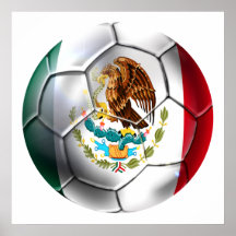 Engranaje de la bandera mexicana del balón de fútb posters