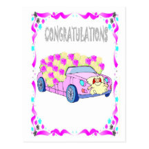 Enhorabuena - coche del boda postal