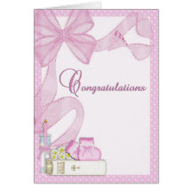 Enhorabuena del rosa del bautismo del bautizo felicitacion 
