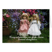 Enhorabuena en sus grandaughters gemelos tarjeta