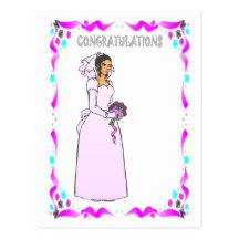 Enhorabuena - novia en rosa tarjetas postales