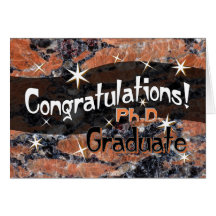 Enhorabuena Ph.D. Graduate Orange y negro Tarjeton