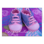 ¡Enhorabuena! zapatos de bebé rosados de las tarje tarjetas