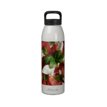 Ensalada del tomate y de la mozzarella botellas de agua reutilizables
