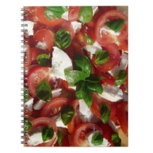 Ensalada del tomate y de la mozzarella libros de apuntes con espiral
