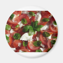 Ensalada del tomate y de la mozzarella imanes de nevera