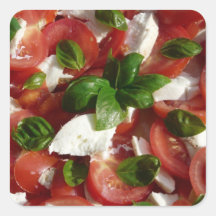 Ensalada del tomate y de la mozzarella calcomanía cuadrada personalizada