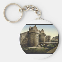 Entrada al castillo, vintage Photoch de Nantes, Fr Llavero