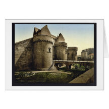 Entrada al castillo, vintage Photoch de Nantes, Fr Tarjeton
