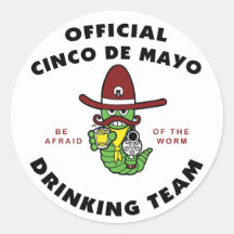 Equipo de consumición oficial de Cinco de Mayo Pegatina Redonda