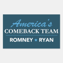 Equipo de la reaparición de Mitt Romney Paul Ryan  Rectangular Pegatina