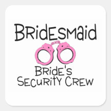 Equipo de la seguridad de las novias de la dama de colcomanias cuadradases