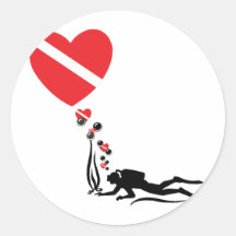 EQUIPO DE SUBMARINISMO del amor Pegatinas Redondas