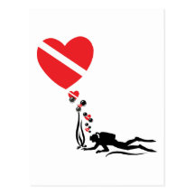 EQUIPO DE SUBMARINISMO del amor Tarjeta Postal