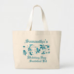 Equipo de supervivencia floral azul del día de bod bolsas lienzo