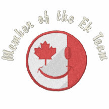 Equipo feliz canadiense de la cara Eh Polos Bordados Mangas Largas