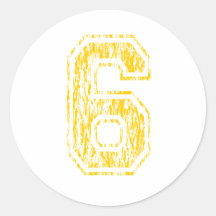 Equipo universitario amarillo #6 etiqueta redonda