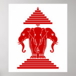 Erawan tres dirigió Lao del elefante/la bandera de Posters