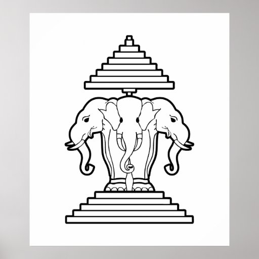 Erawan tres dirigió Lao del elefante/la bandera de Poster