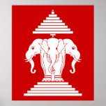Erawan tres dirigió Lao del elefante/la bandera de Poster