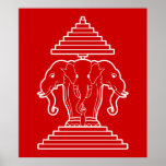 Erawan tres dirigió Lao del elefante/la bandera de Impresiones