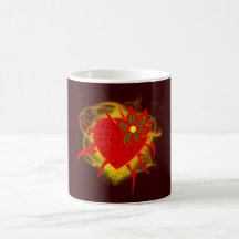Erdbeere Herz Feuer strawberry heart fire Kaffee Tassen