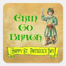 Erin va el decir del día de Bragh St Patrick feliz Calcomanías Cuadradas Personalizadas