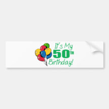 Es mi 50.o cumpleaños (los globos) etiqueta de parachoque