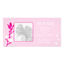 ¡Es un chica! Invitación del bebé Tarjetas Fotográficas Personalizadas