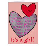 ¡Es un chica! Tarjeta de la foto del corazón