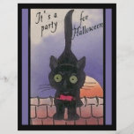 Es un fiesta para las invitaciones del gato negro  flyer a todo color