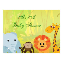 Es una fiesta de bienvenida al bebé de la selva tarjetas postales