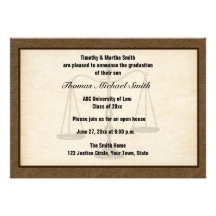 Escalas de la justicia, Brown, Annoucement graduad Invitaciones Personales