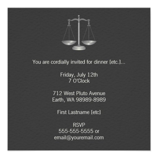 Escalas de la justicia invitación personalizada