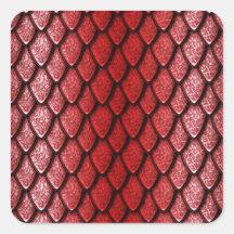 Escalas rojas del dragón calcomania cuadradas personalizadas