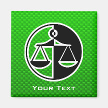 Escalas verdes de la justicia iman para frigorífico