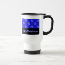 Escama azul de la nieve de las Felices Navidad Taza