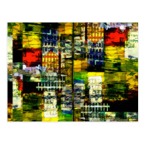Escena colorida de la ciudad tarjetas postales