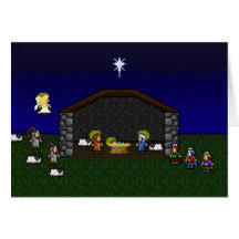 escena de 16 bits de la natividad del RPG Tarjeta