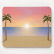 Escena de la playa de la puesta del sol: Mousepad  Tapetes De Ratones