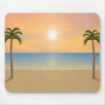 Escena de la playa de la puesta del sol: Mousepad  Alfombrilla De Ratón