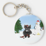 Escena del invierno de Terrier del escocés Llavero Personalizado