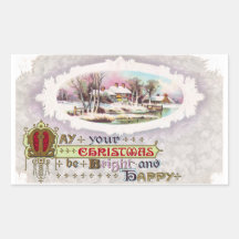 Escena del invierno del navidad del vintage pegatinas  