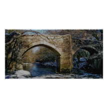 Escena del invierno del puente de Holne del dardo  Tarjetas Fotograficas Personalizadas