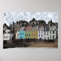 Escena del pueblo de playa - poster de Anstruther