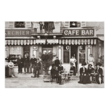 Escena francesa de la calle de la barra del café fotografia