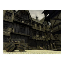Escena medieval de la calle - 2 postal